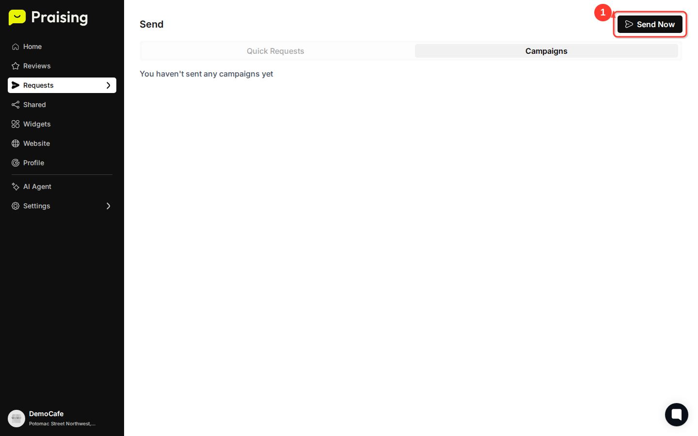 CLICK "Create Campaign" button then highlight the campaign creation form