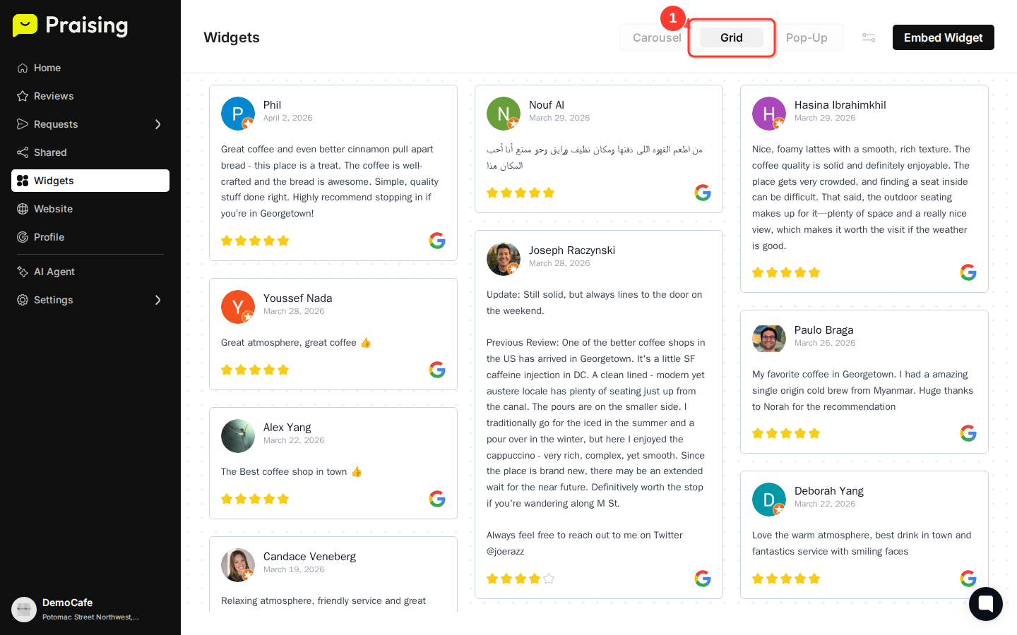CLICK "Grid" tab then highlight the Grid tab and preview area