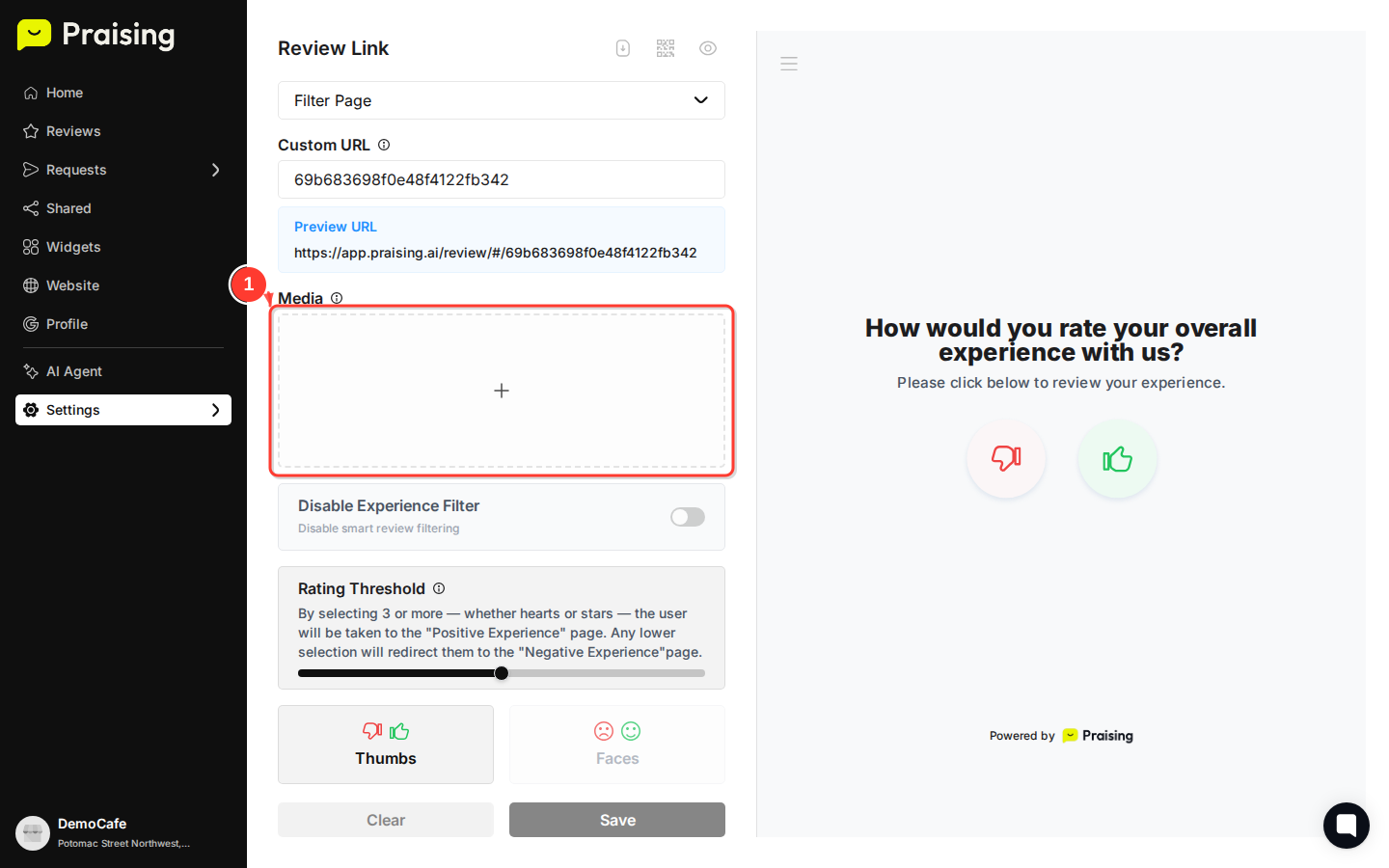 CLICK "Choose File" button then highlight the Media upload section