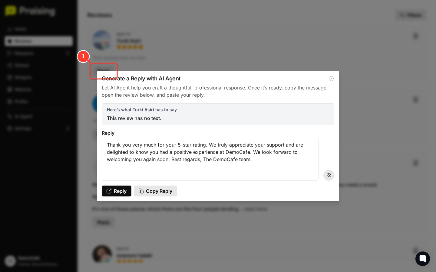 STAY then highlight the reply composition area that appears after clicking Reply