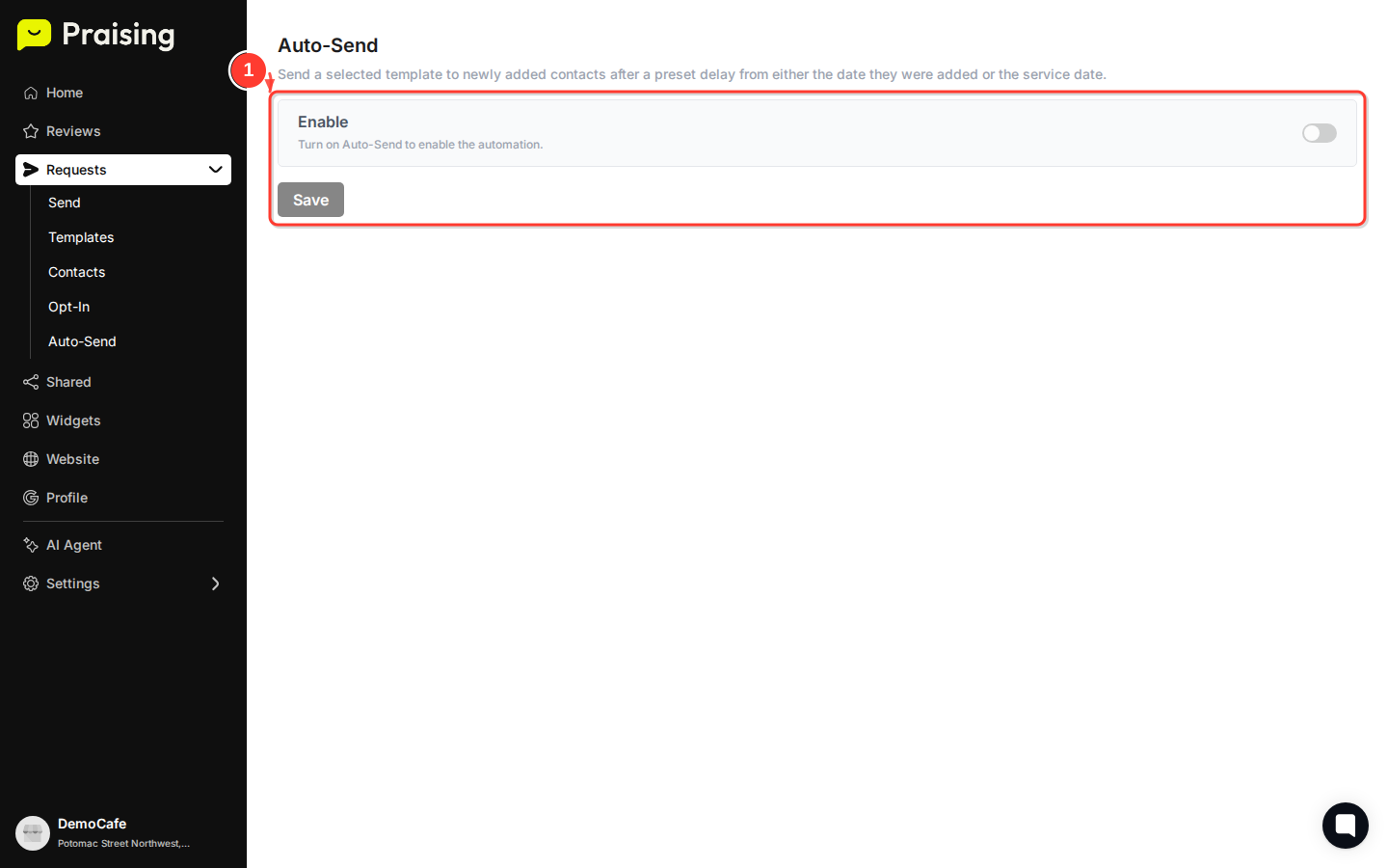 CLICK "Requests" in the sidebar then highlight the auto-campaign tracking section