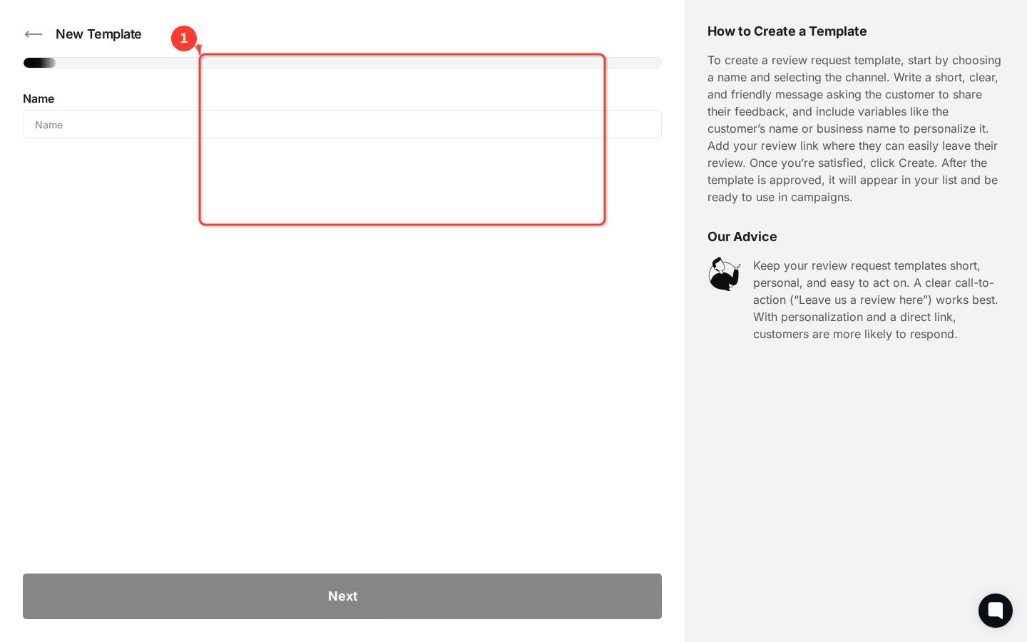 CLICK "New Template" button then highlight the template creation form