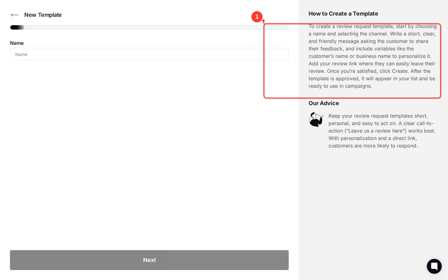 SCROLL to template list then highlight the existing template cards showing status and details