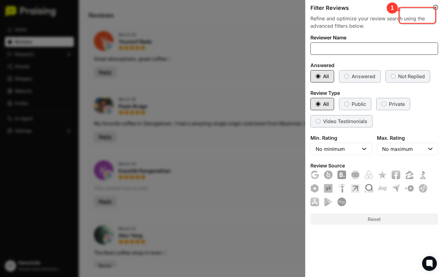 TOGGLE response status filter then highlight the responded/unresponded options