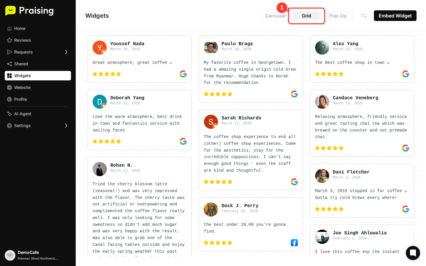 CLICK "Grid" tab then highlight the grid layout preview area