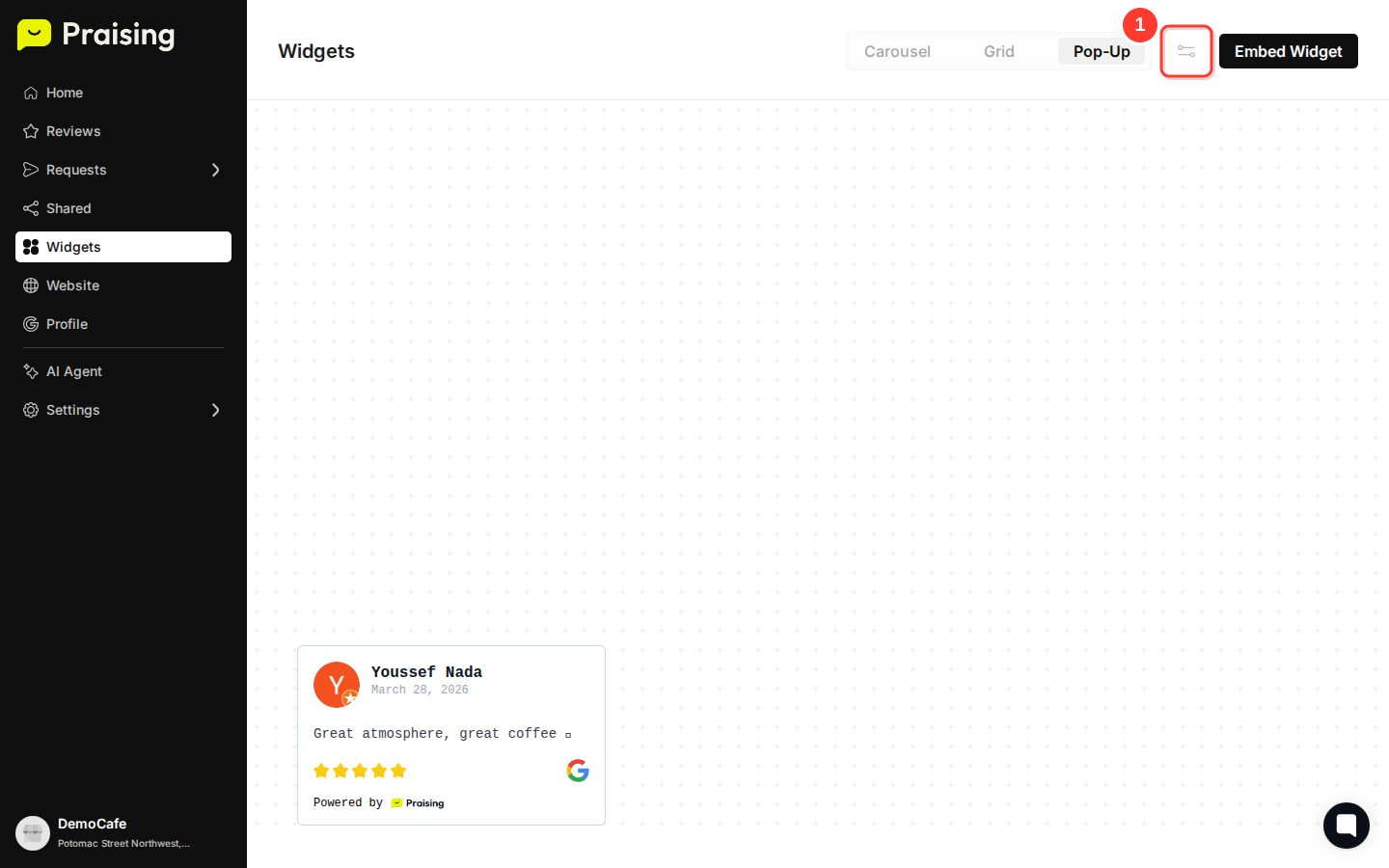 CLICK the settings button then highlight the customization panel that opens