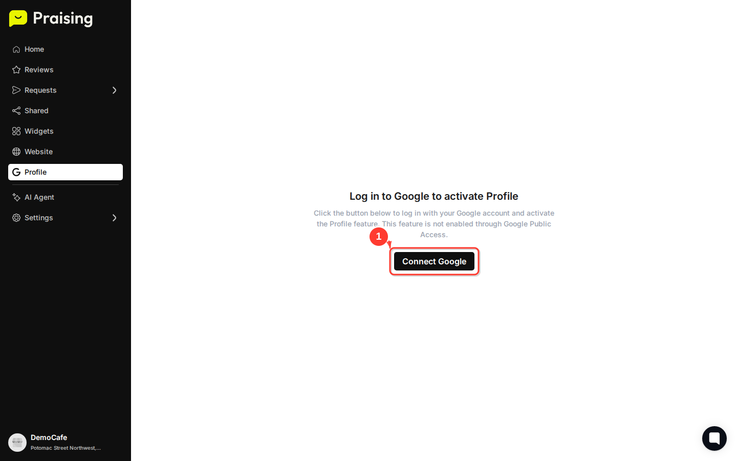 STAY then highlight the Profile link in the sidebar and the main Profile page content