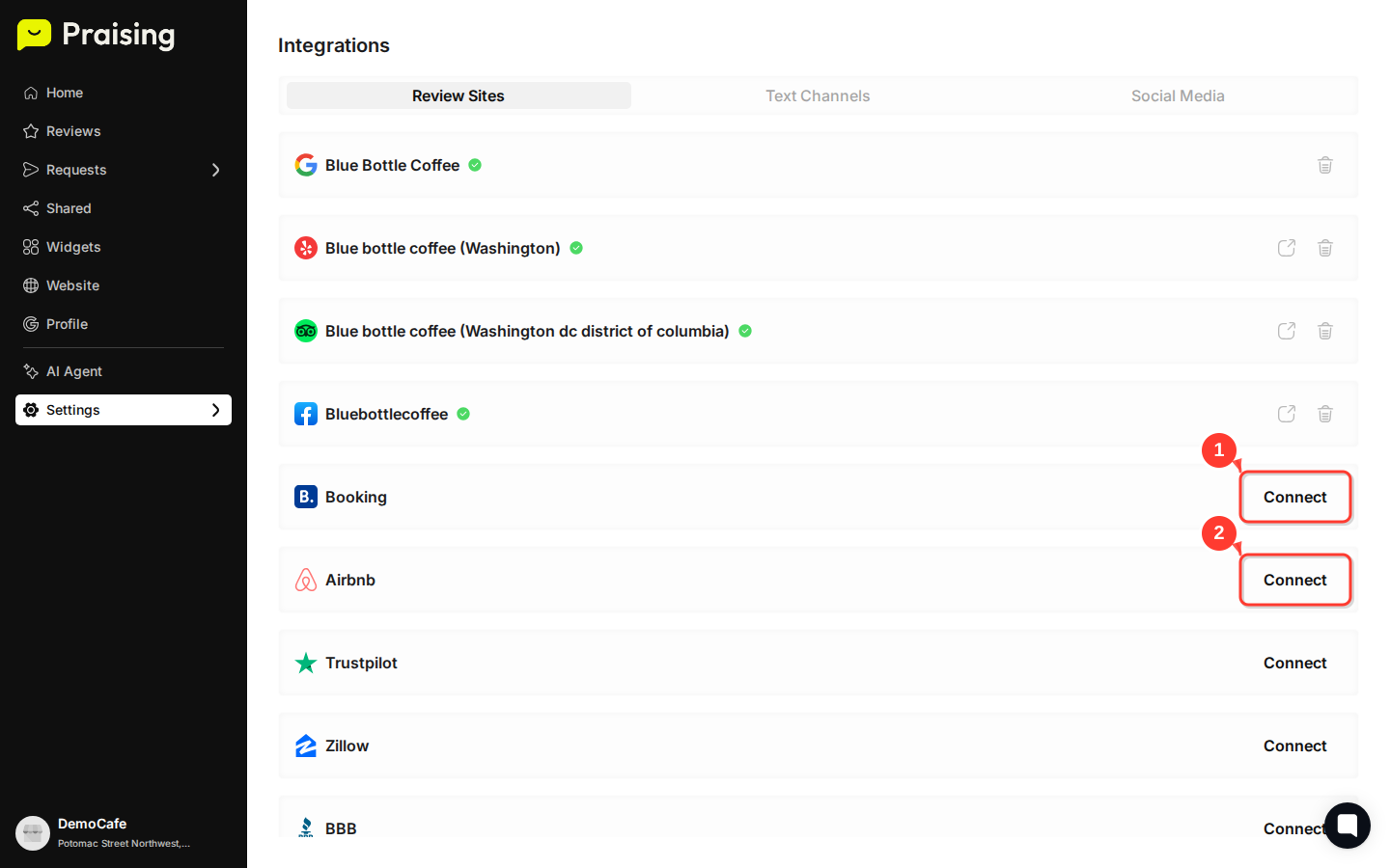 SCROLL DOWN then highlight any additional setup options or connected account information