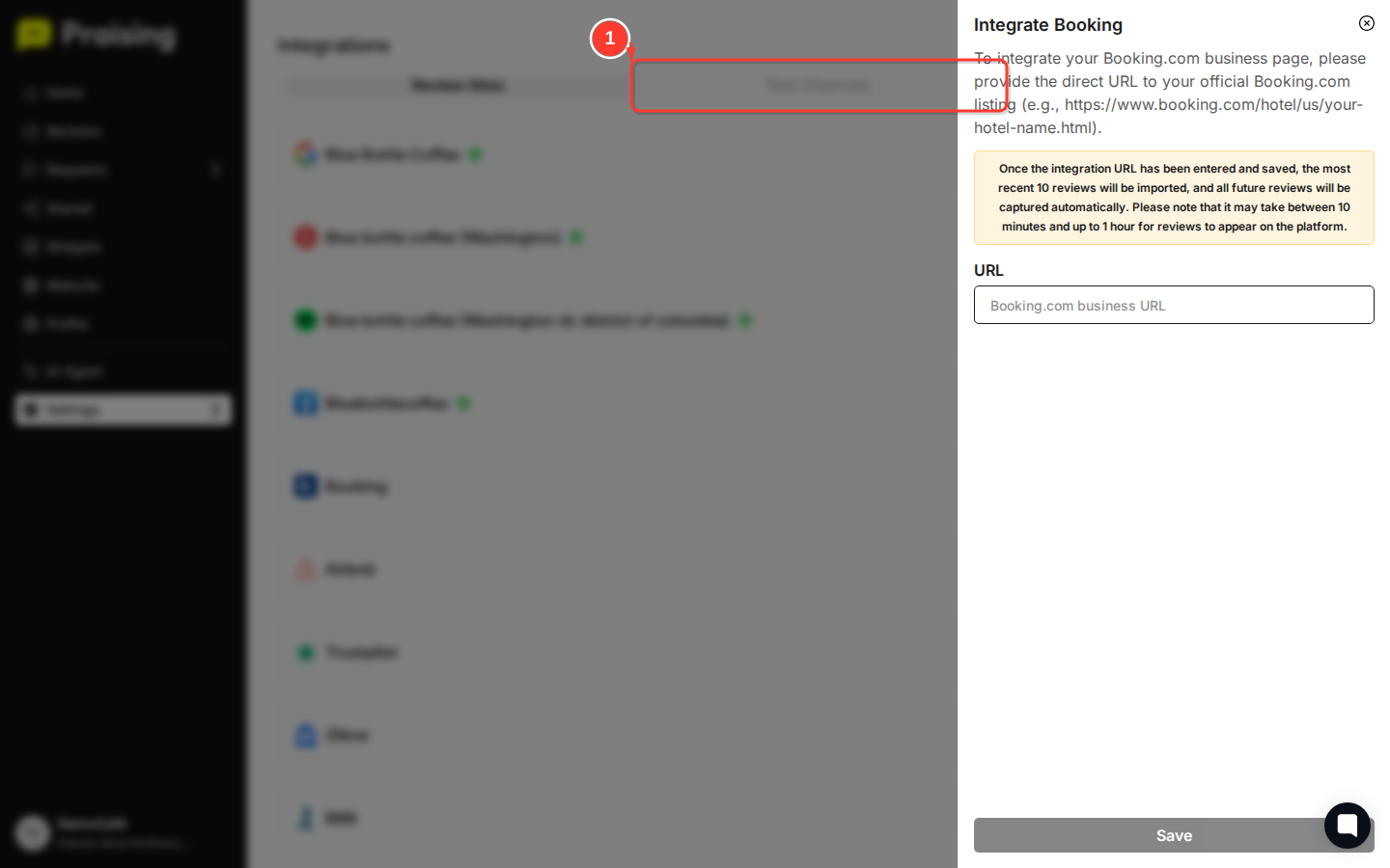 CLICK "Text Channels" tab then highlight the text messaging integration options