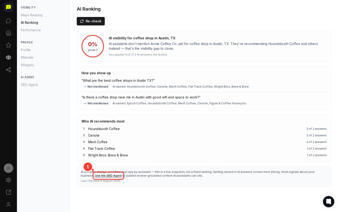 SCROLL DOWN then highlight the "Use the GEO Agent" link in the explanatory note near the bottom of the page