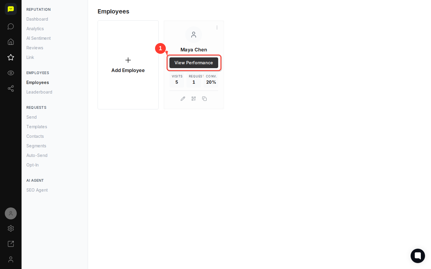 CLICK "View Performance" then highlight the individual performance metrics panel